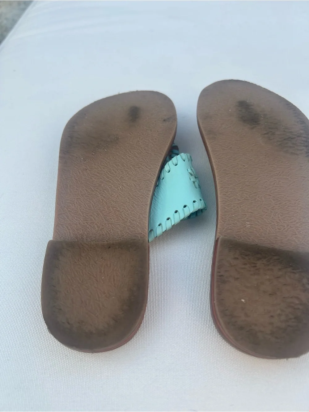 Jack Rogers Turquoise Leather Thong Sandals, Girls size 13